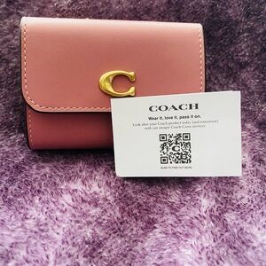 Coach Rose Pink Mini Wallet with Gold 'C' Accent